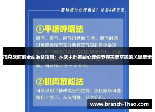 揭幕战前的全面准备指南:从战术部署到心理调节你需要掌握的关键要素 揭幕战前的全面准备指南:从战术部署到心理调节你需要掌握的关键要素